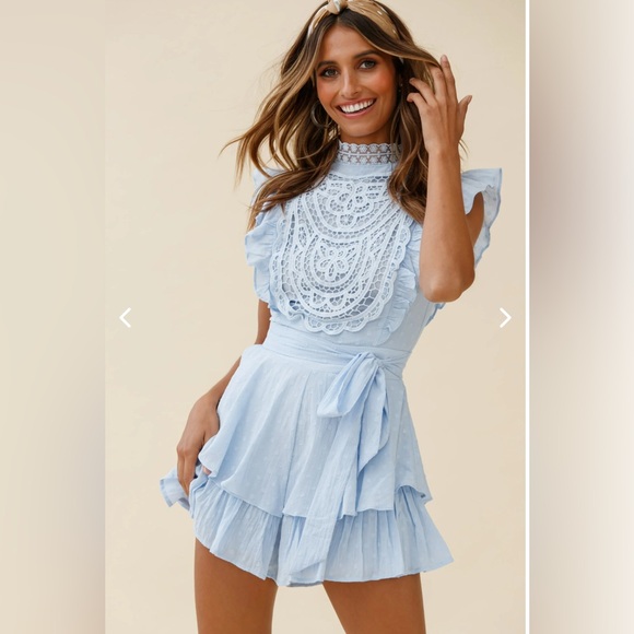 Selfie Leslie Pants - Selfie Leslie Nellie Lace Bust High Neck Romper